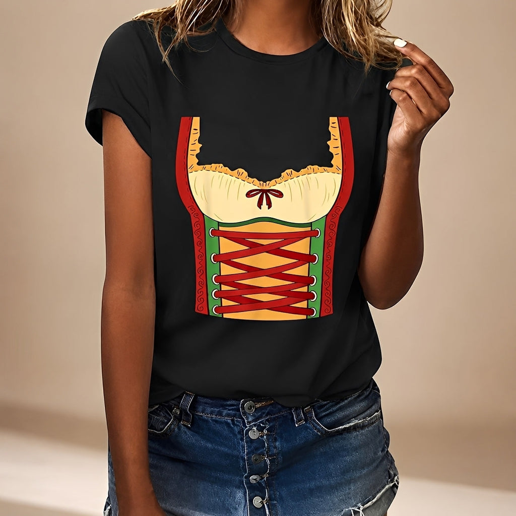 Damen-T-Shirt mit Oktoberfest-Motiv und lockerer Passform - 9 - Jasminaboutique.com