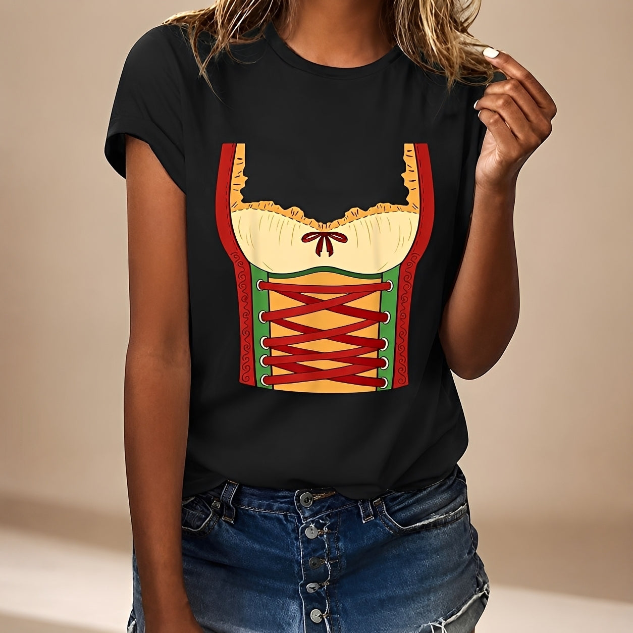 Damen-T-Shirt mit Oktoberfest-Motiv und lockerer Passform - 9 - Jasminaboutique.com