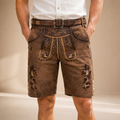 Traditionelle Lederhosen-Shorts für Herren mit Stickerei und Gürtel - 4 - Jasminaboutique.com
