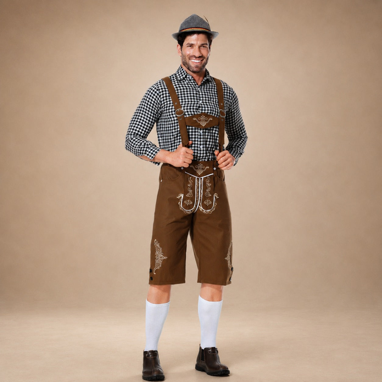 Traditionelle, bestickte Oktoberfest-Shorts für Herren mit Hosenträgern - 5 - Jasminaboutique.com