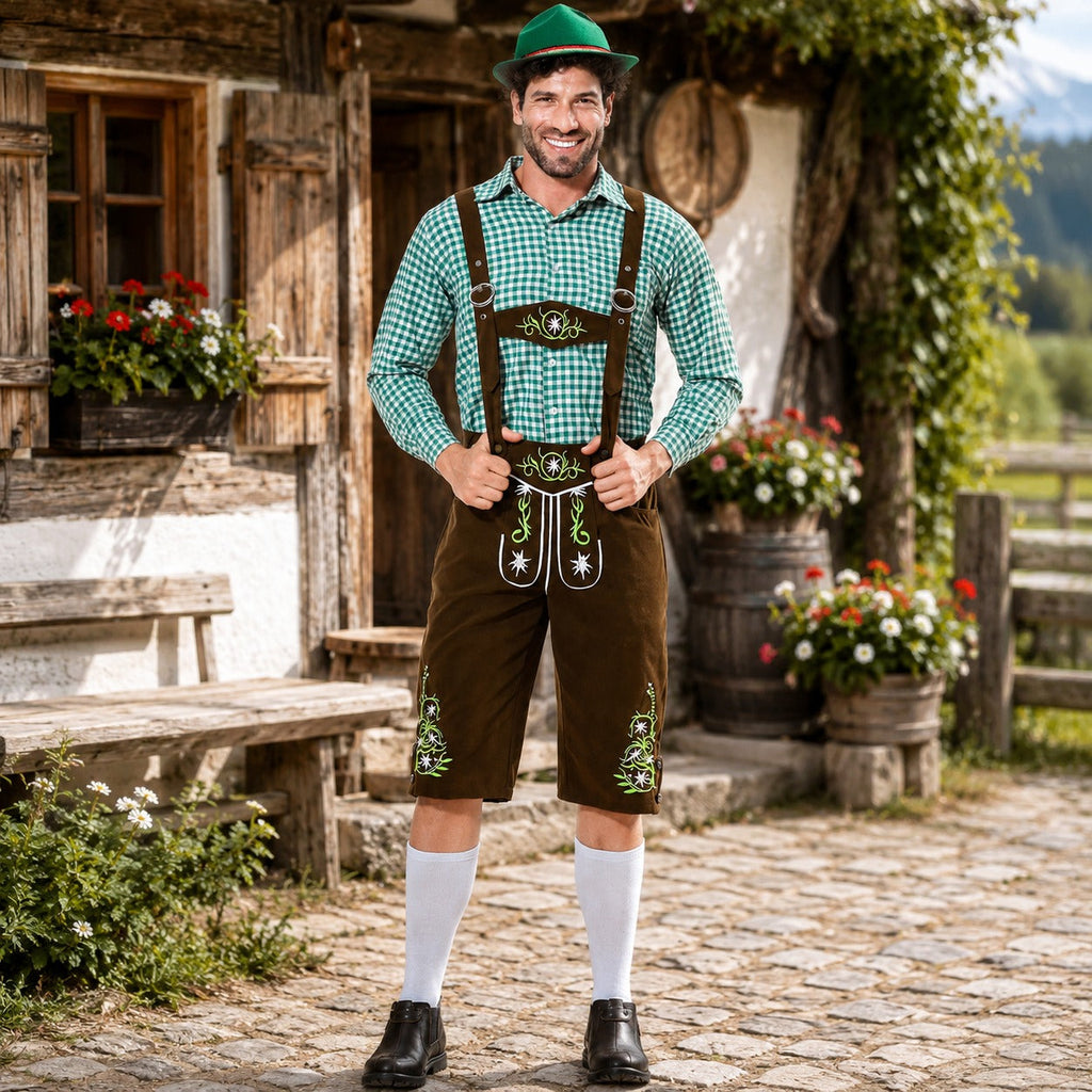 Traditionelle Lederhosen für Herren – Im authentischen Oktoberfest-Stil mit Stickerei - 1 - Jasminaboutique.com