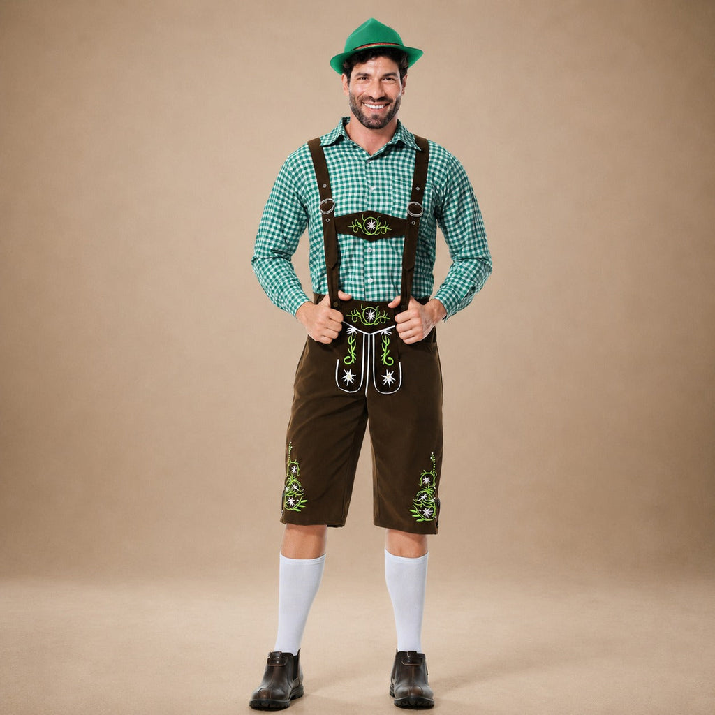 Traditionelle Lederhosen für Herren – Im authentischen Oktoberfest-Stil mit Stickerei - 4 - Jasminaboutique.com