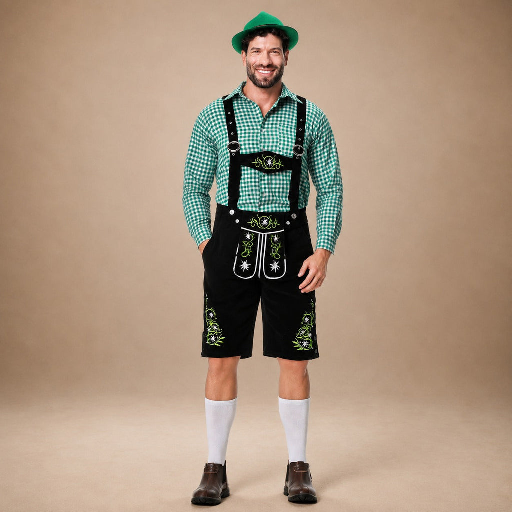 Traditionelle Lederhosen für Herren – Im authentischen Oktoberfest-Stil mit Stickerei - 5 - Jasminaboutique.com