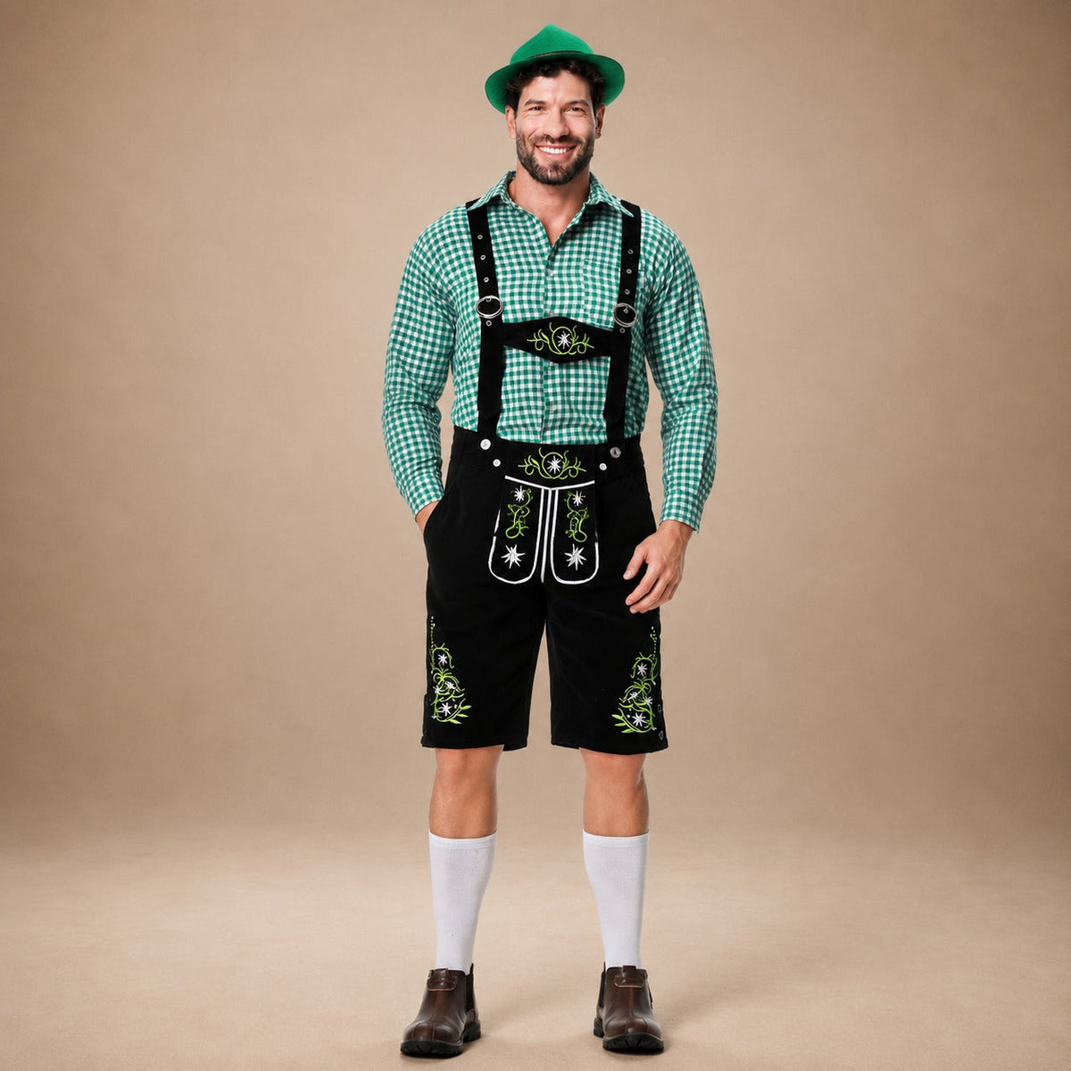 Traditionelle Lederhosen für Herren – Im authentischen Oktoberfest-Stil mit Stickerei - 5 - Jasminaboutique.com