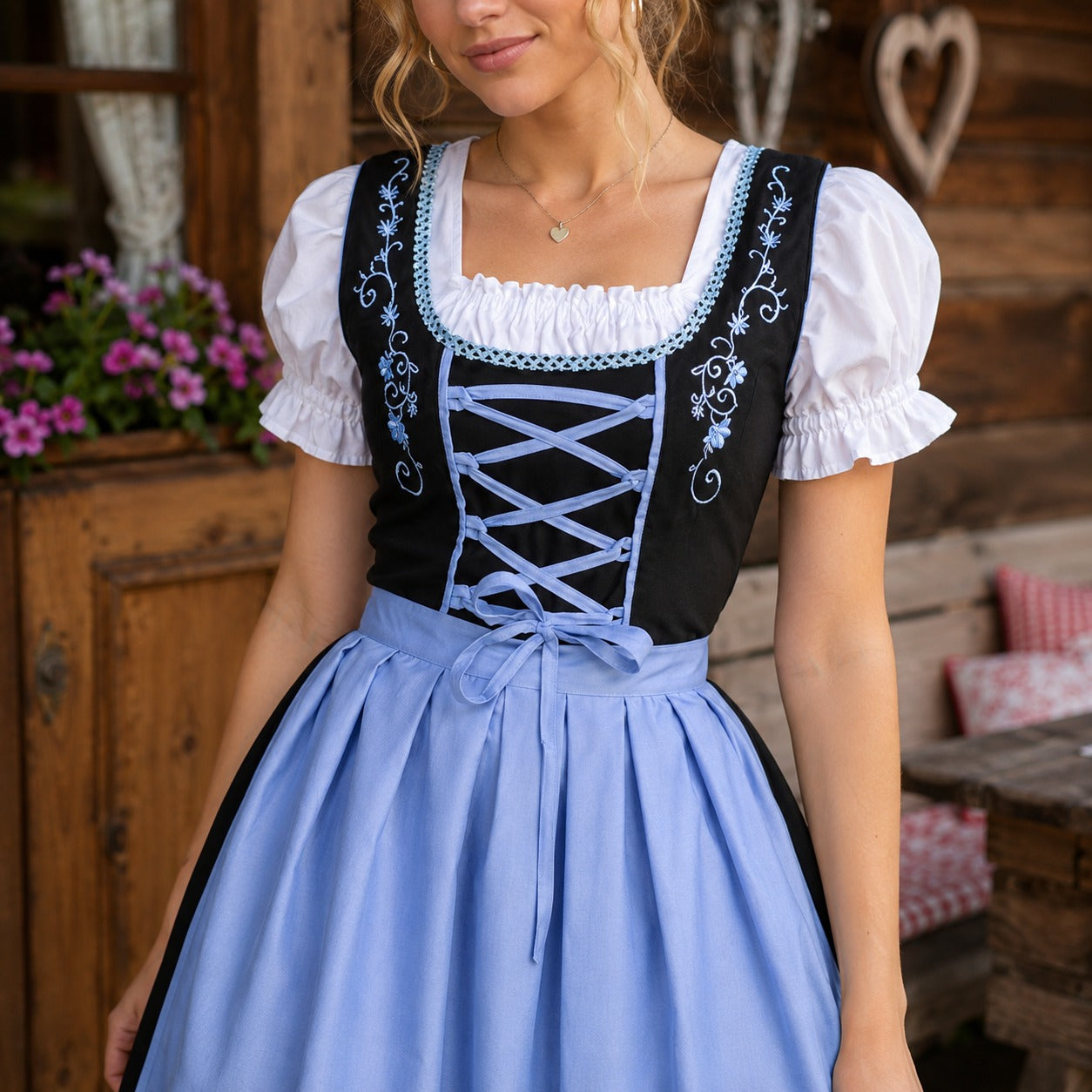Oktoberfest-Kleid Damen im Vintage-Look mit Schnürdetails | J&B - 3 - Jasminaboutique.com