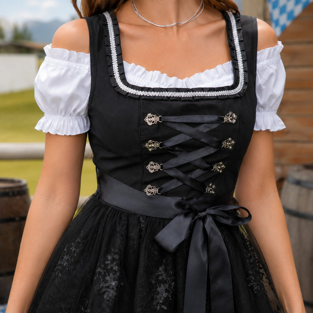 Dirndl Damen mit Schnürdetail und Spitzenrock | J&B - 3 - Jasminaboutique.com