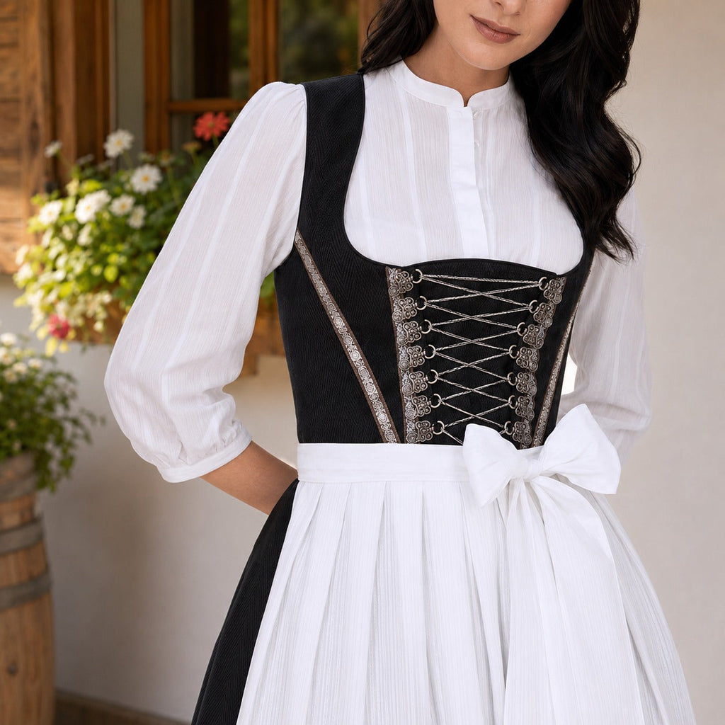 Dirndl Damen mit langen Ärmeln und verspieltem Schnürdetail | J&B - 3 - Jasminaboutique.com