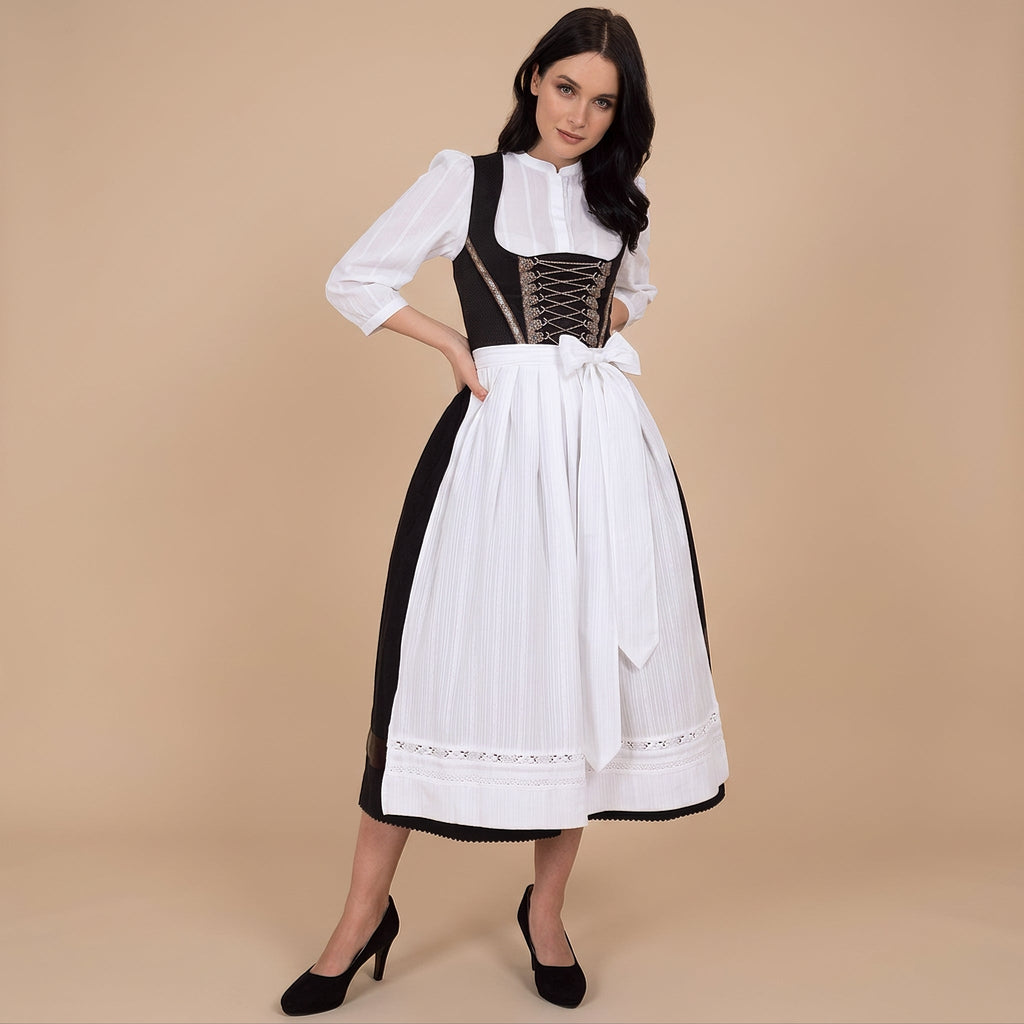 Dirndl Damen mit langen Ärmeln und verspieltem Schnürdetail | J&B - 4 - Jasminaboutique.com
