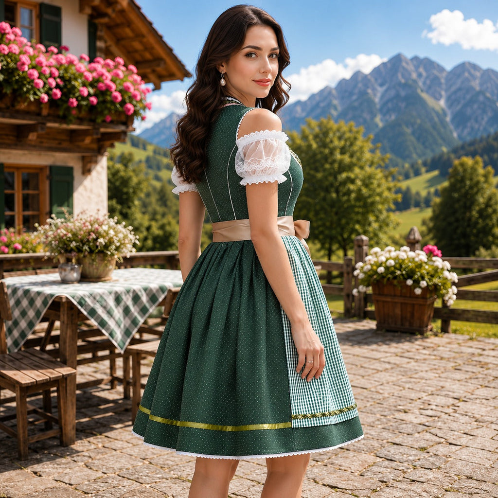 Mini-Dirndl-Kleid für Damen mit schulterfreien Ärmeln und verspielter Passform - 2 - Jasminaboutique.com