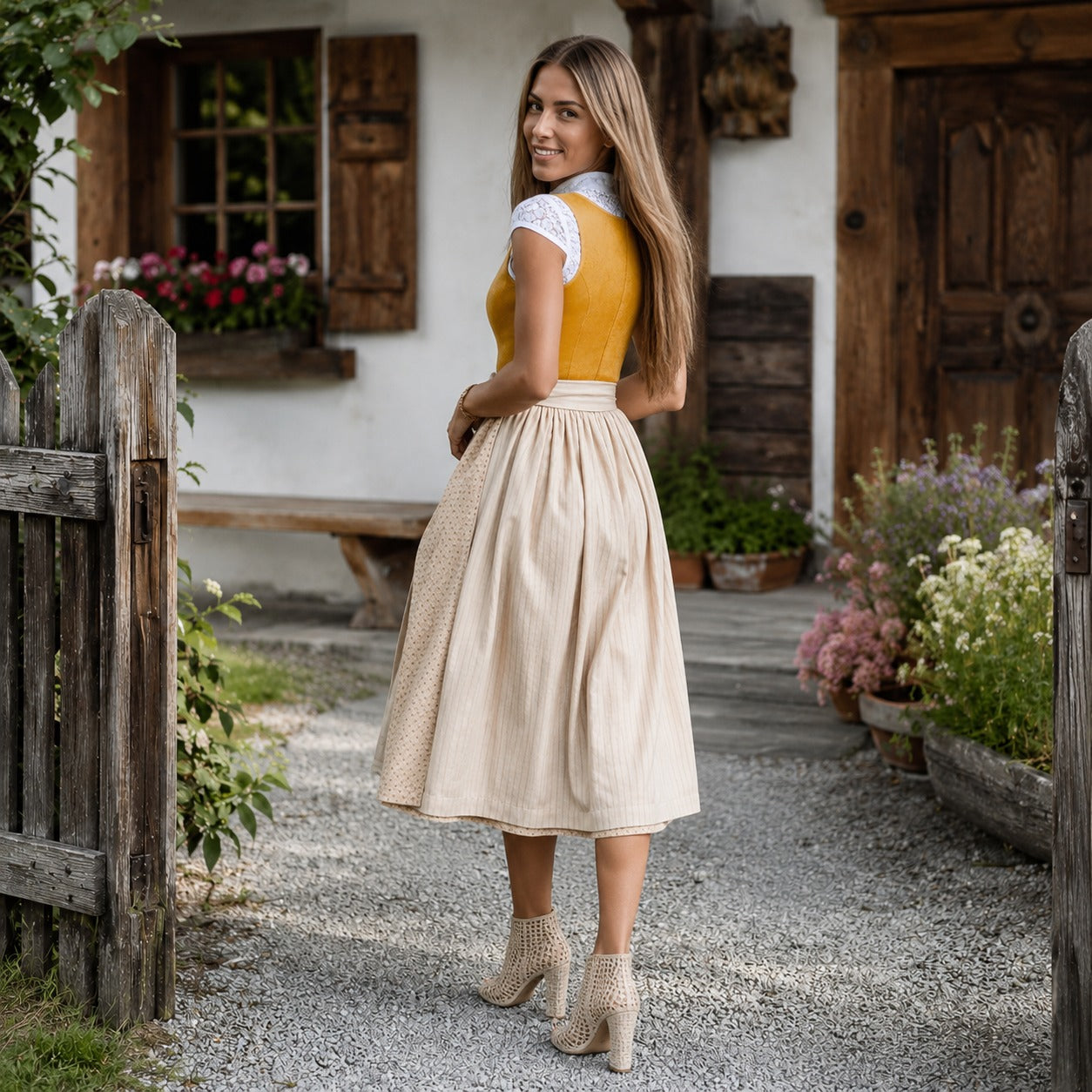 Dirndl für Damen mit klassischem Schnitt und tailliertem Oberteil | J&B - 2 - Jasminaboutique.com