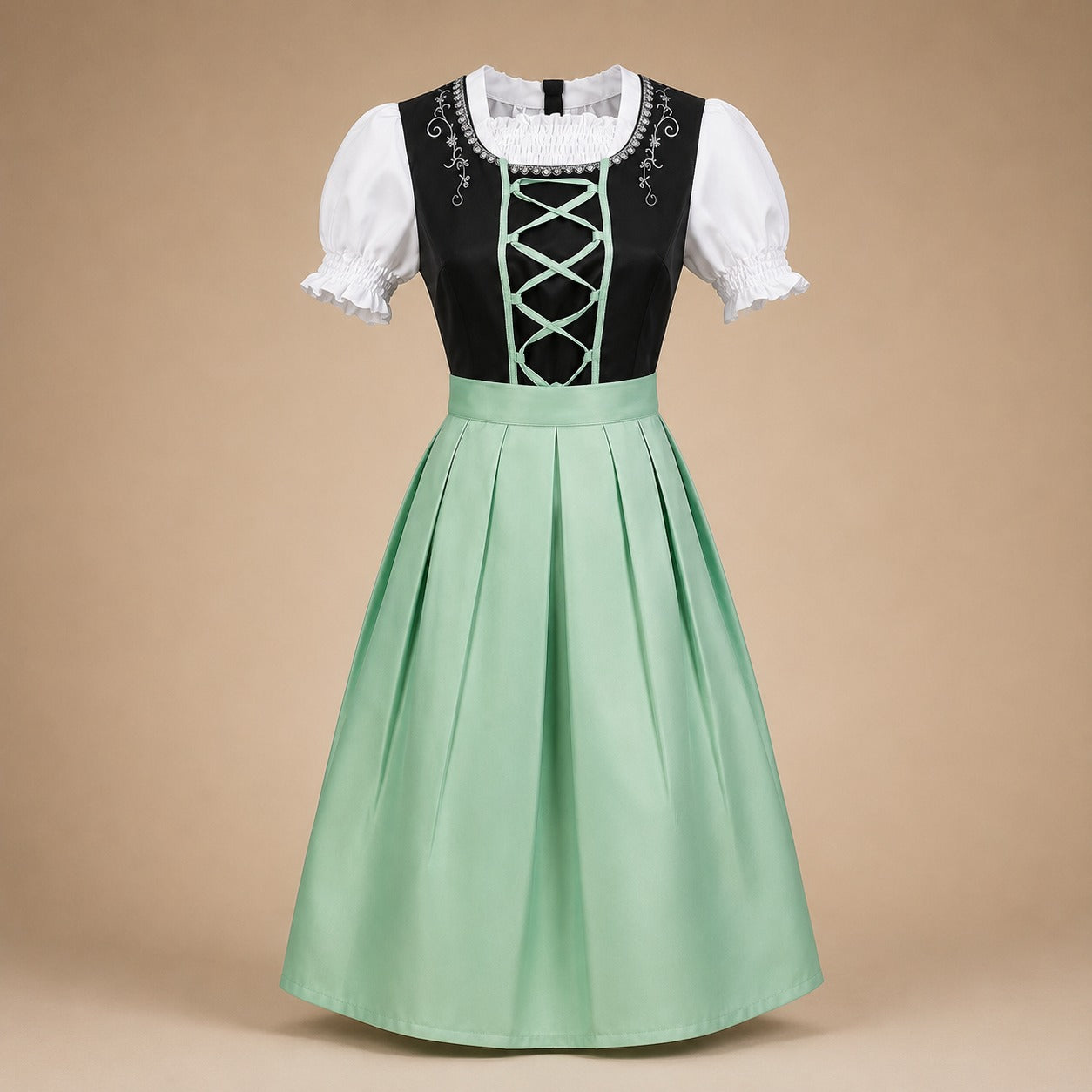 Dirndl Damen im klassischen Schnitt mit Gingham-Muster und Taillengürtel | J&B - 5 - Jasminaboutique.com