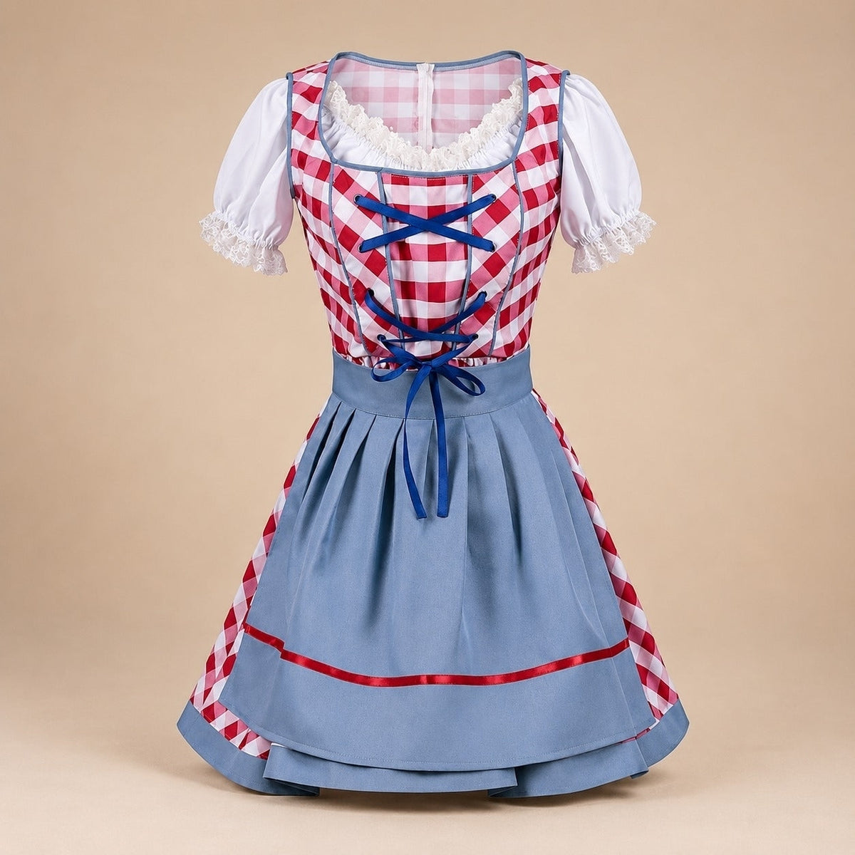 Dirndl Damen im klassischen Schnitt mit Gingham-Muster und Taillengürtel | J&B - 7 - Jasminaboutique.com