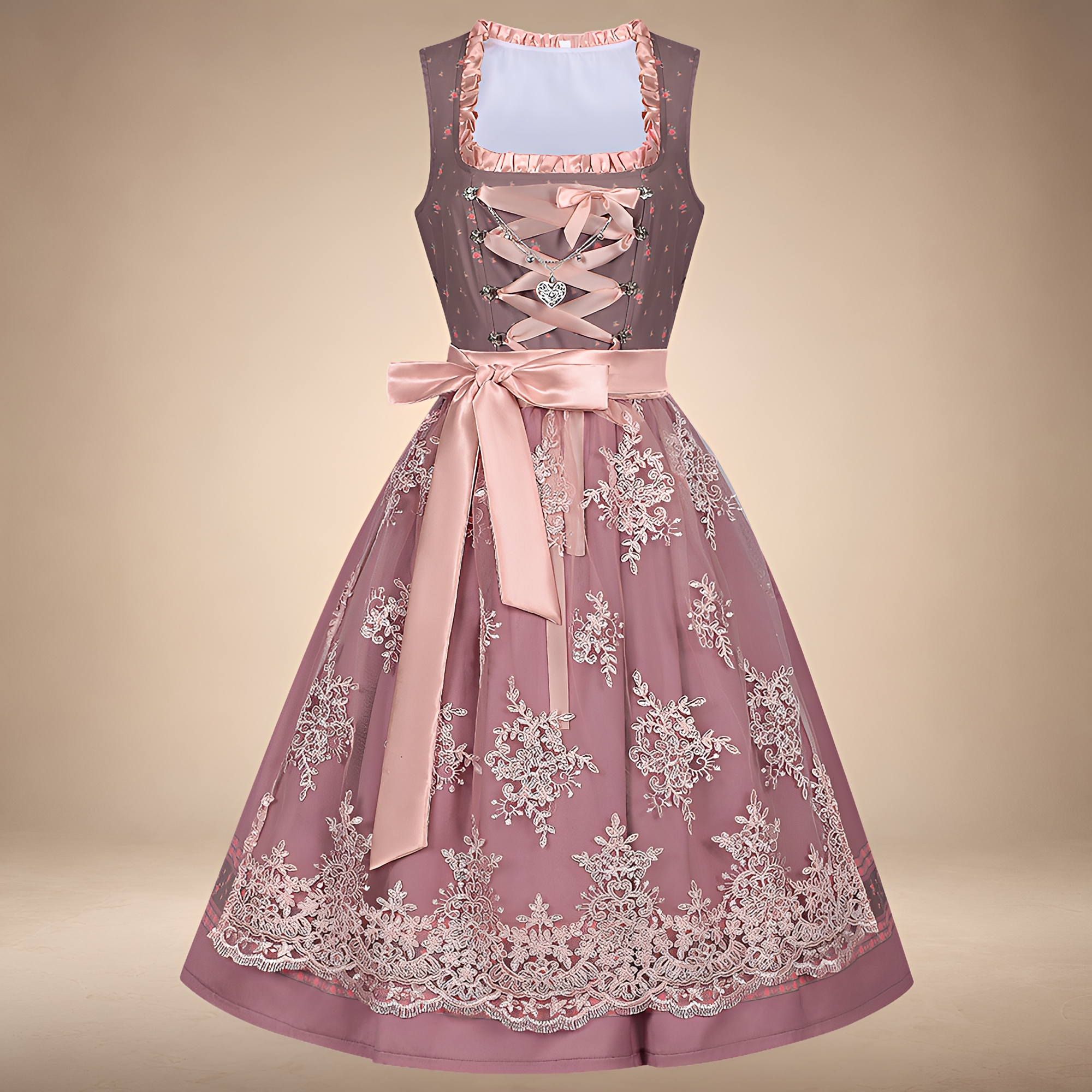 Dirndl Damen mit floralen Details und Taillenschnürung | J&B - 4 - Jasminaboutique.com