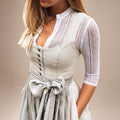 Midi-Kleid Damen mit Spitzenärmeln und Taillengürtel | J&B - 4 - Jasminaboutique.com
