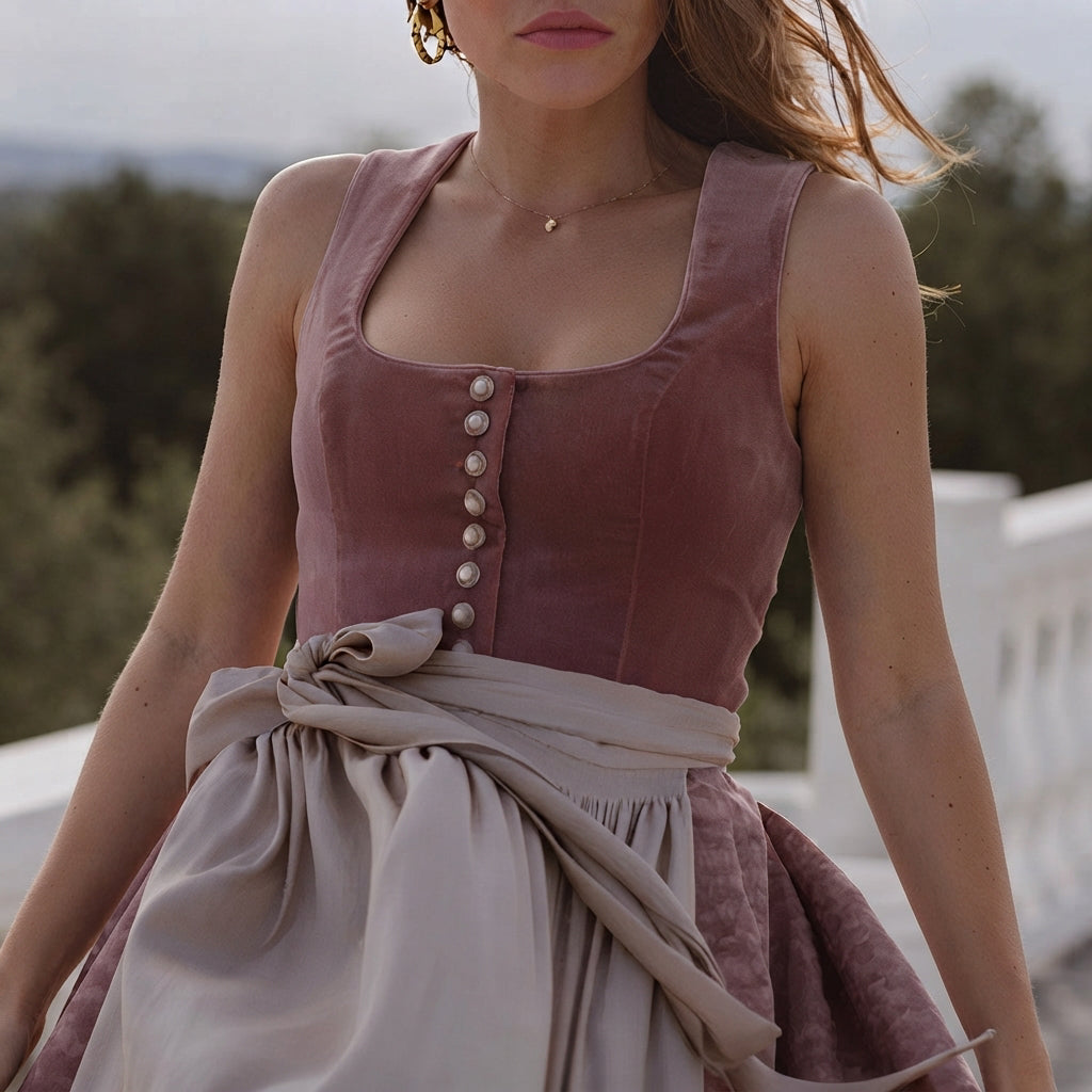 Midi-Kleid Damen mit quadratischem Ausschnitt und elegantem Bindedetail | J&B - 3 - Jasminaboutique.com