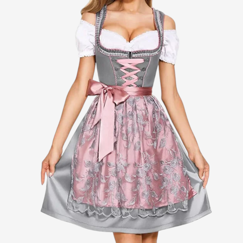 Dirndl für Damen mit Schnürung und besticktem Rock | J&B - 1 - Jasminaboutique.com