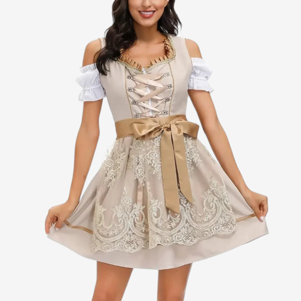 Dirndl für Damen mit Schnürung und besticktem Rock | J&B - 2 - Jasminaboutique.com