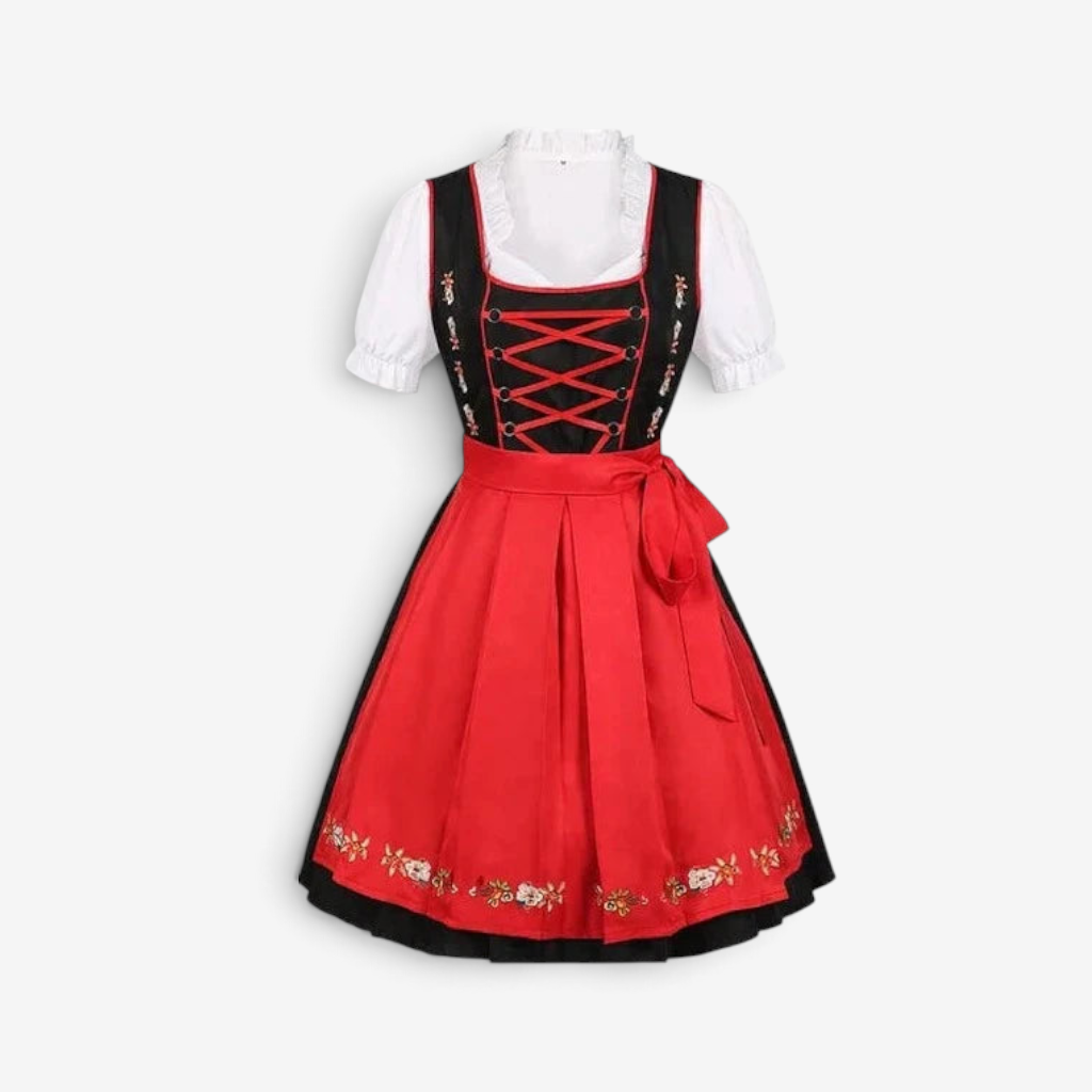 Dirndl für Damen mit Schnürung und besticktem Rock | J&B - 4 - Jasminaboutique.com