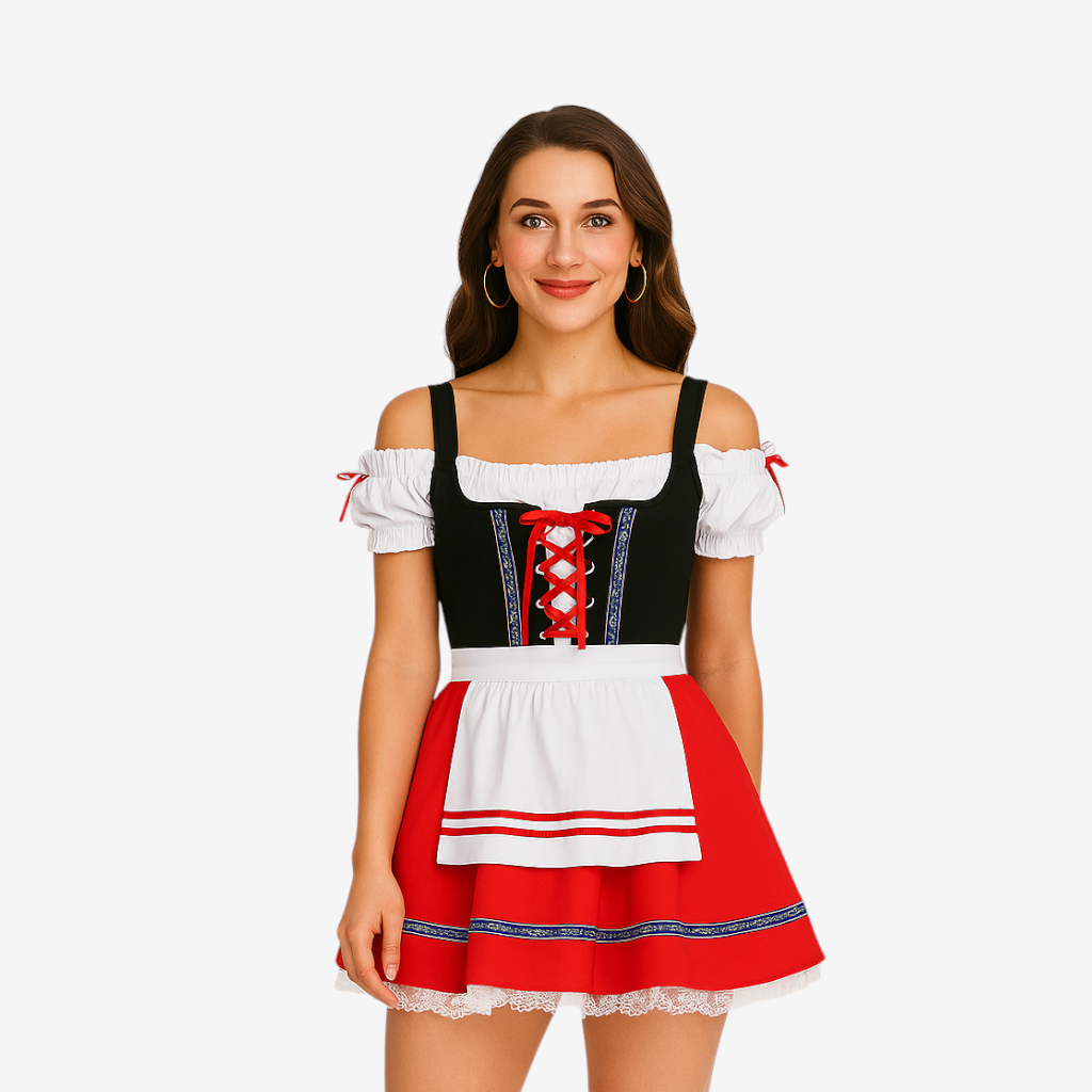 Dirndl Damen schulterfrei mit Spitze und ausgestelltem Rock | J&B - 1 - Jasminaboutique.com