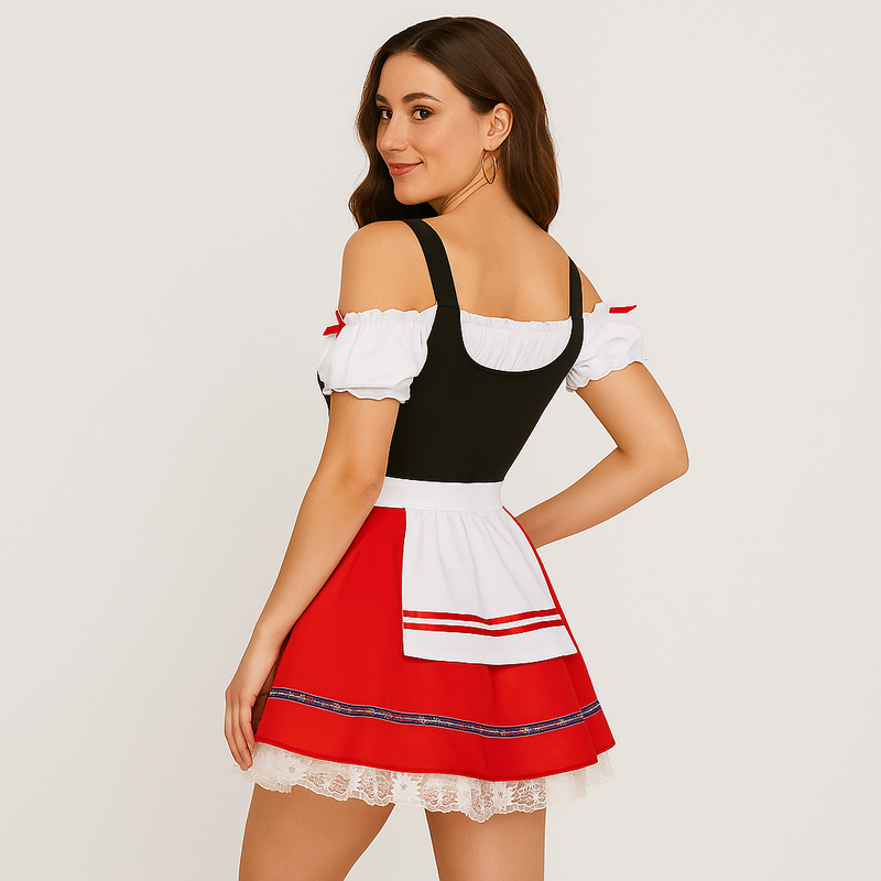 Dirndl Damen schulterfrei mit Spitze und ausgestelltem Rock | J&B - 4 - Jasminaboutique.com