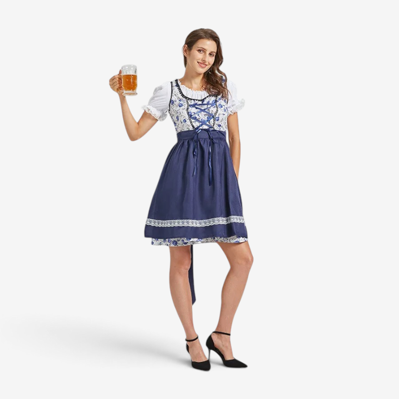 Dirndl Damen mit Blumenmuster und Schnürdetails | J&B - 1 - Jasminaboutique.com