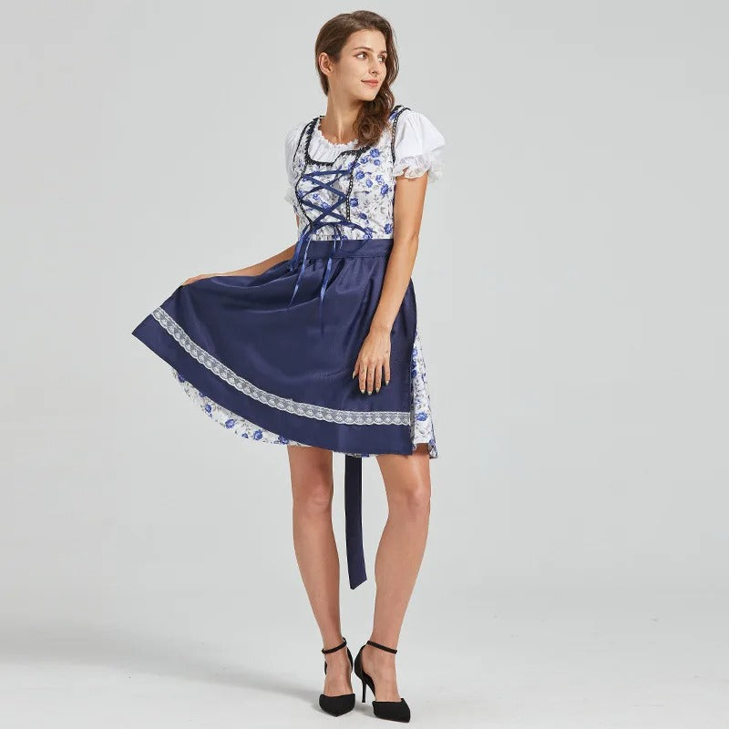 Dirndl Damen mit Blumenmuster und Schnürdetails | J&B - 3 - Jasminaboutique.com