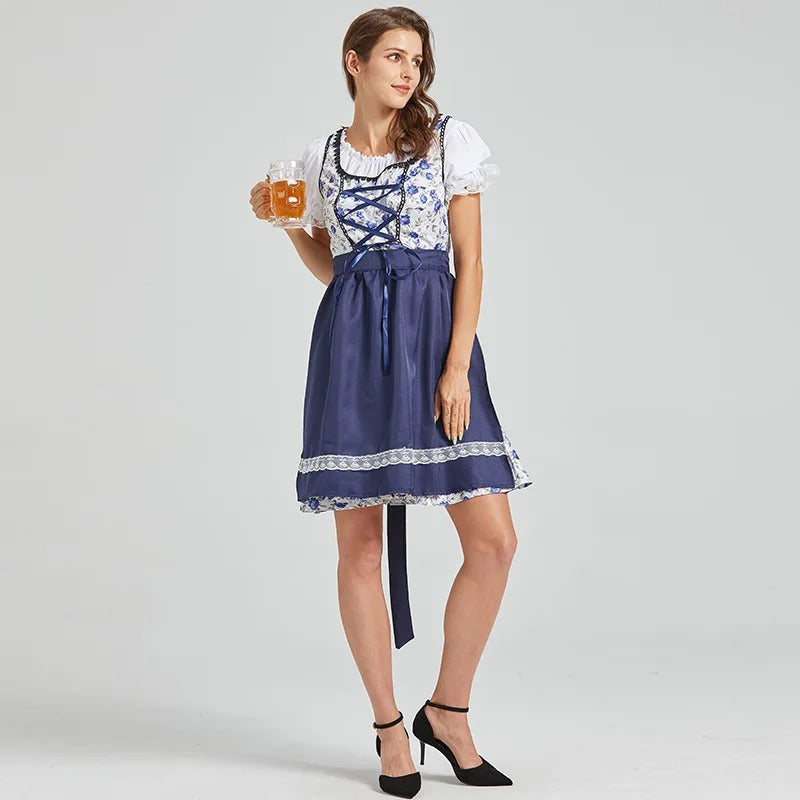 Dirndl Damen mit Blumenmuster und Schnürdetails | J&B - 5 - Jasminaboutique.com