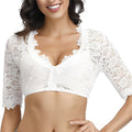 Kurze Spitzenbluse Damen mit Wellenkanten und V-Ausschnitt | J&B - 1 - Jasminaboutique.com