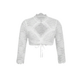 Spitzenbluse Damen, kurz geschnitten mit Bindeband | J&B - 3 - Jasminaboutique.com