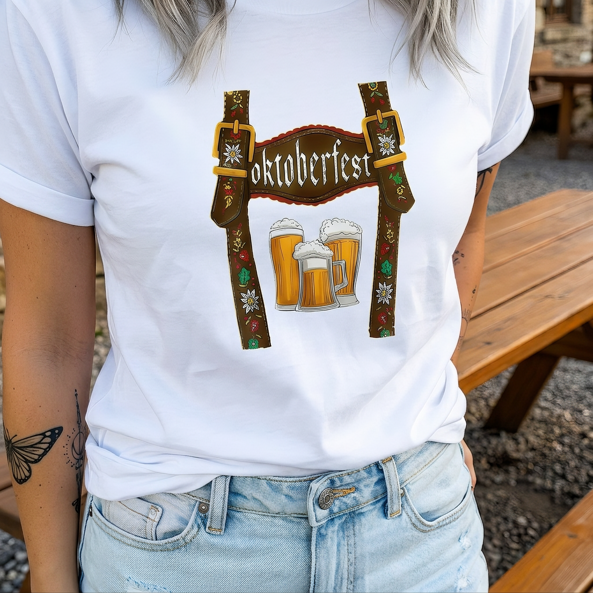 T-Shirt Damen mit festlichem Oktoberfest-Aufdruck und Trägern | J&B - 3 - Jasminaboutique.com