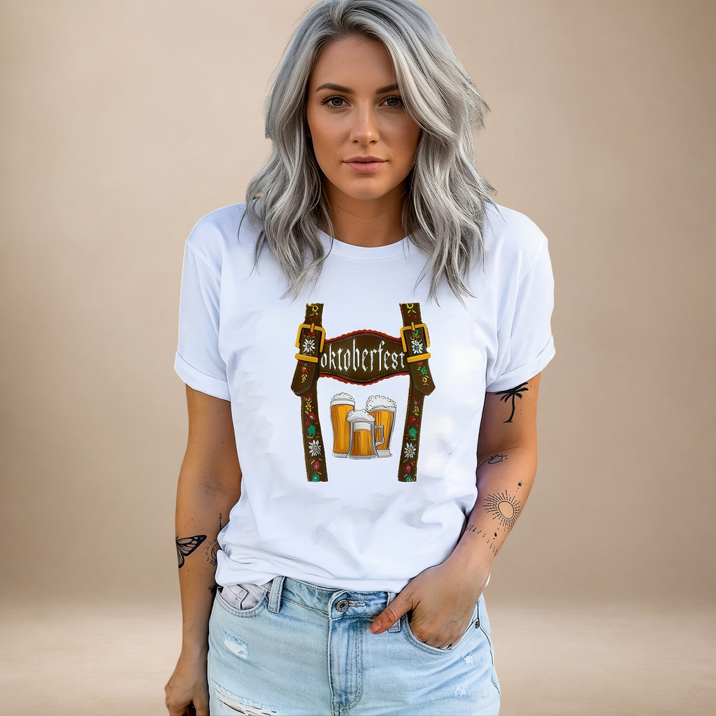 T-Shirt Damen mit festlichem Oktoberfest-Aufdruck und Trägern | J&B - 5 - Jasminaboutique.com