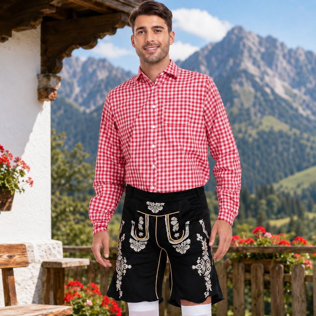 Karierte Hemd Herren mit klassischer Passform und Trachtenhose | J&B - 3 - Jasminaboutique.com