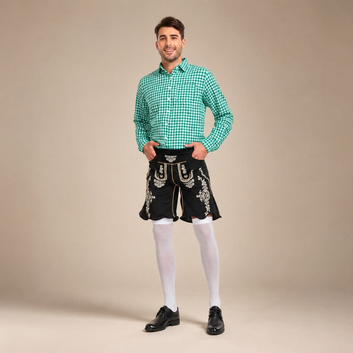 Karierte Hemd Herren mit klassischer Passform und Trachtenhose | J&B - 5 - Jasminaboutique.com