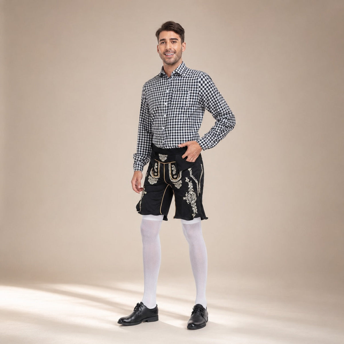 Karierte Hemd Herren mit klassischer Passform und Trachtenhose | J&B - 7 - Jasminaboutique.com