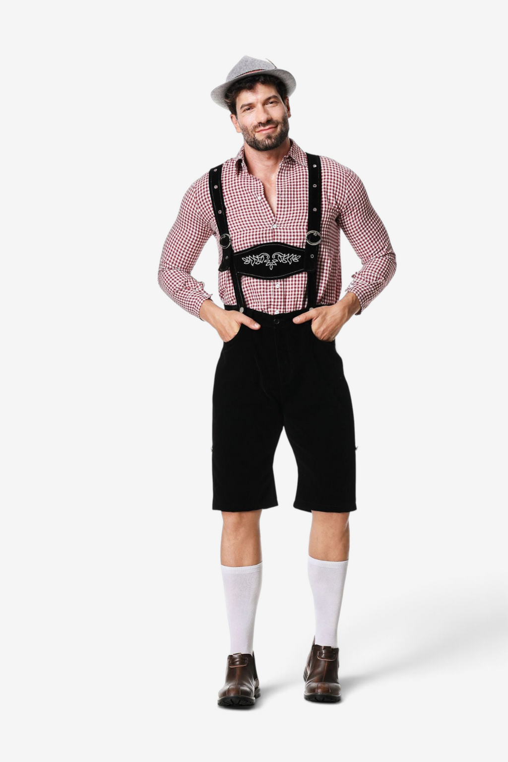 Trachten-Shorts Herren mit verstellbaren Hosenträgern und besticktem Latz | J&B - 1 - Jasminaboutique.com