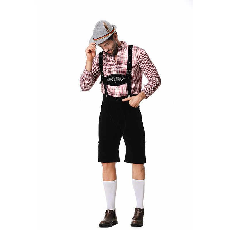 Trachten-Shorts Herren mit verstellbaren Hosenträgern und besticktem Latz | J&B - 3 - Jasminaboutique.com