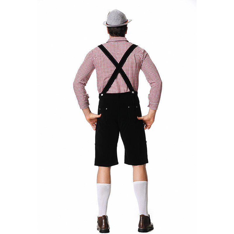 Trachten-Shorts Herren mit verstellbaren Hosenträgern und besticktem Latz | J&B - 4 - Jasminaboutique.com