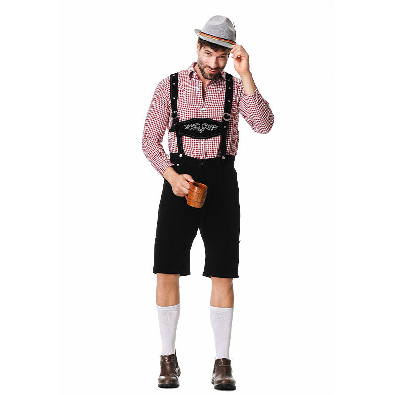 Trachten-Shorts Herren mit verstellbaren Hosenträgern und besticktem Latz | J&B - 5 - Jasminaboutique.com