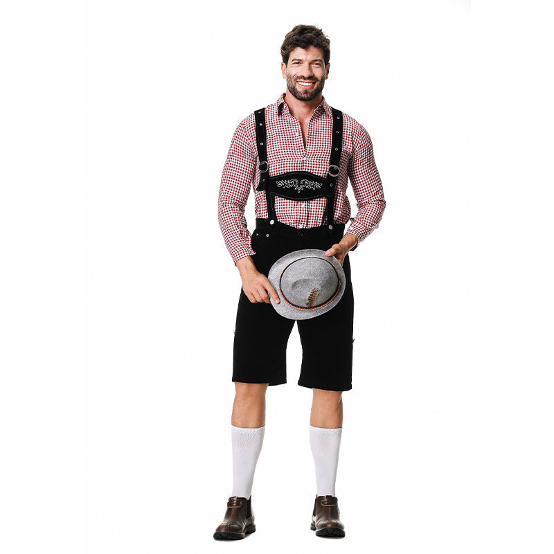 Trachten-Shorts Herren mit verstellbaren Hosenträgern und besticktem Latz | J&B - 6 - Jasminaboutique.com