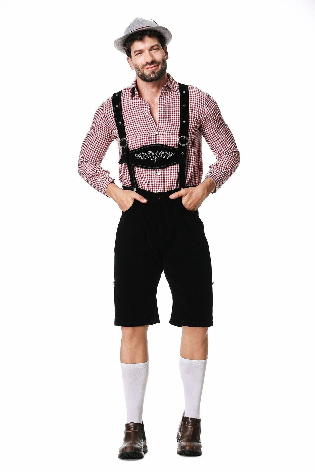 Trachten-Shorts Herren mit verstellbaren Hosenträgern und besticktem Latz | J&B - 7 - Jasminaboutique.com
