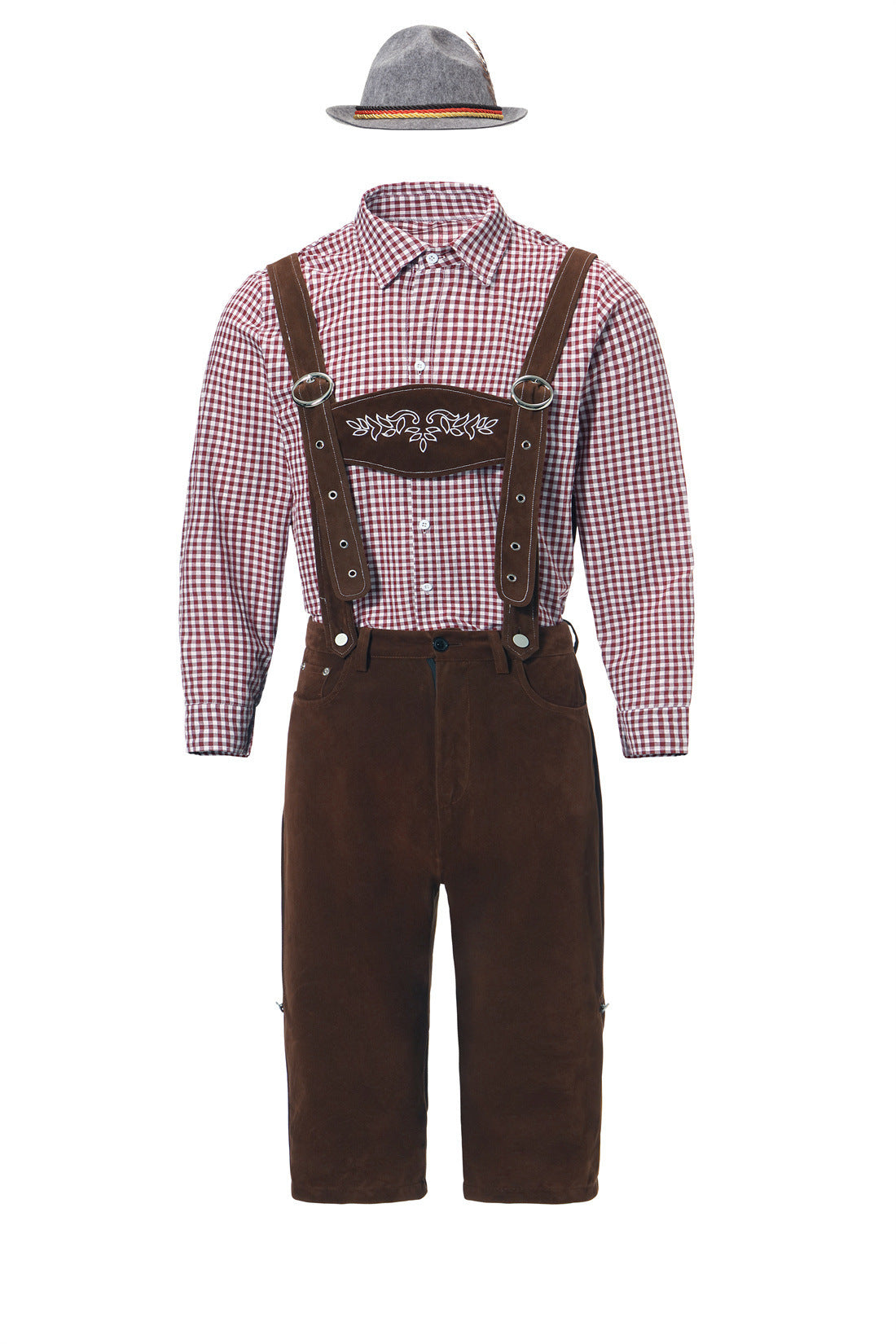 Trachten-Shorts Herren mit verstellbaren Hosenträgern und besticktem Latz | J&B - 8 - Jasminaboutique.com