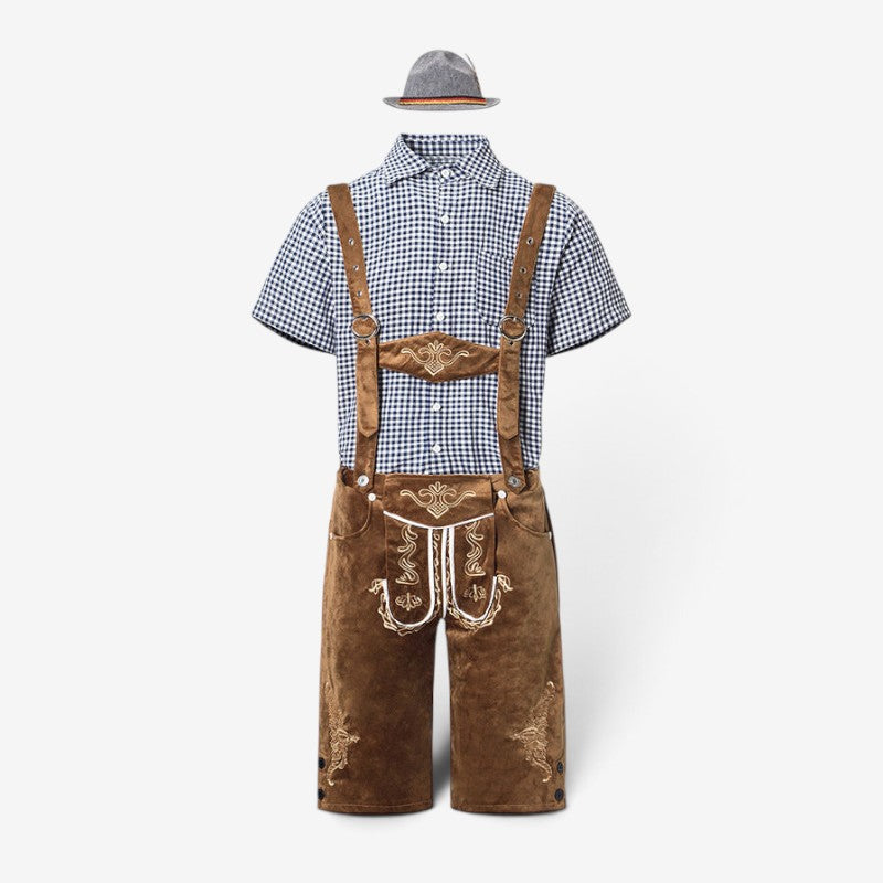 Traditionelles Trachten-Set Herren mit knielangen Shorts und kariertem Hemd | J&B - 2 - Jasminaboutique.com