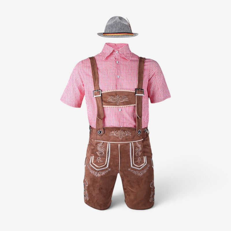 Traditionelles Trachten-Set Herren mit knielangen Shorts und kariertem Hemd | J&B - 3 - Jasminaboutique.com