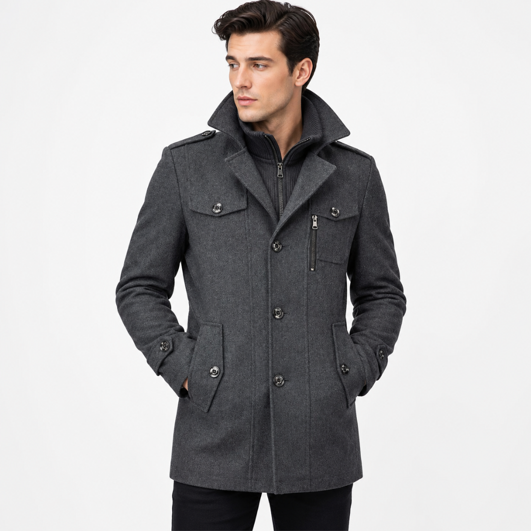Peacoat für Herren mit stilvollem Kragen und taillierter Passform – Perfekt für den Winter - 2 - Jasminaboutique.com