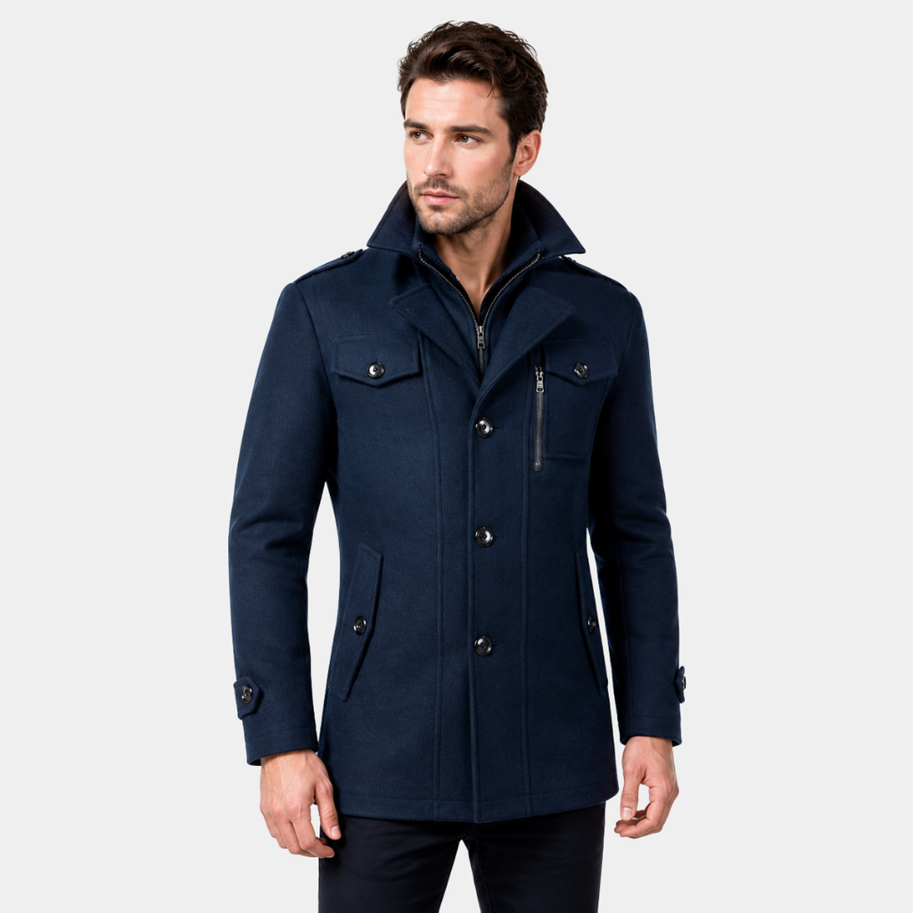 Peacoat für Herren mit stilvollem Kragen und taillierter Passform – Perfekt für den Winter - 6 - Jasminaboutique.com