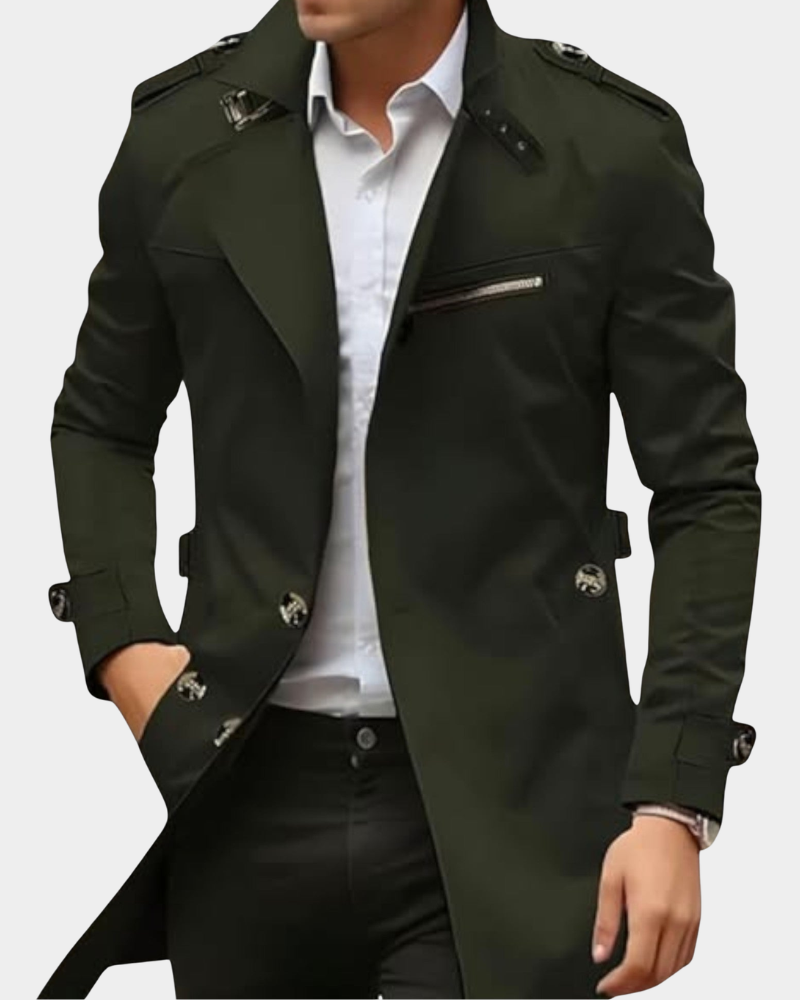 Trenchcoat Herren, taillierte Passform, stilvoll mit praktischen Details | J&B - 3 - Jasminaboutique.com