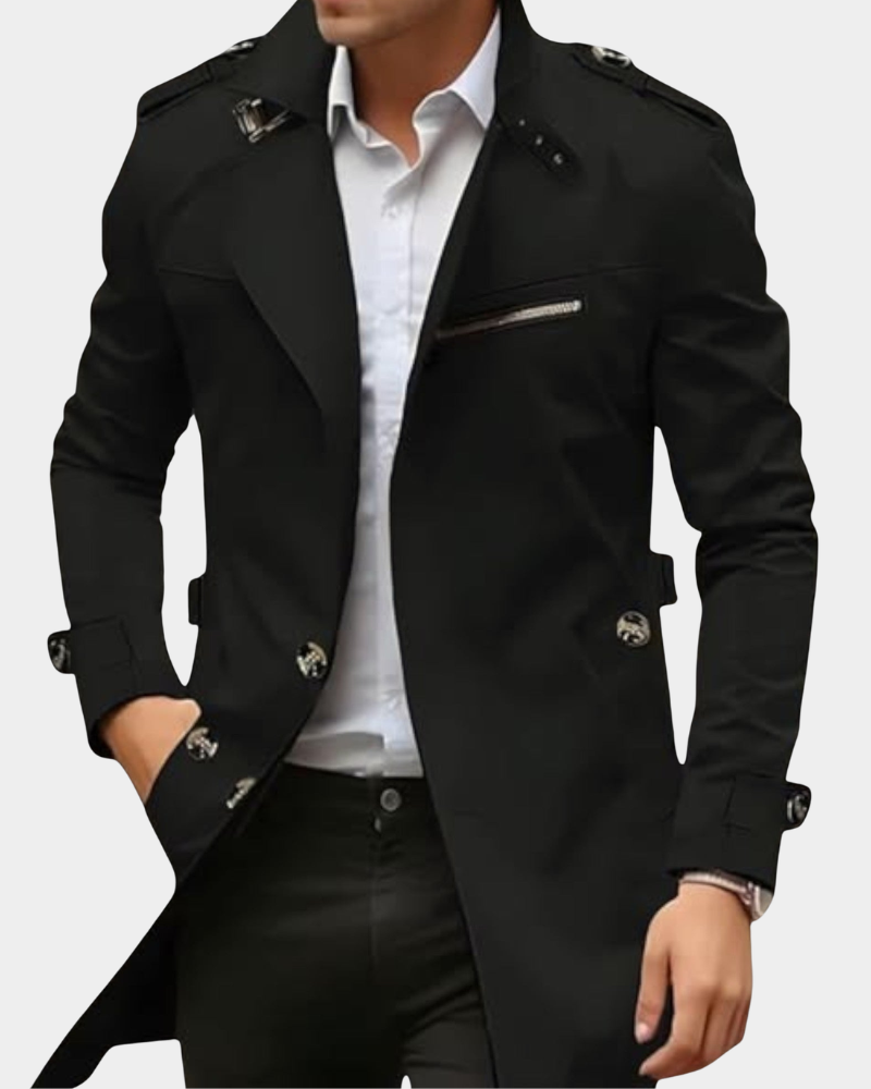Trenchcoat Herren, taillierte Passform, stilvoll mit praktischen Details | J&B - 5 - Jasminaboutique.com