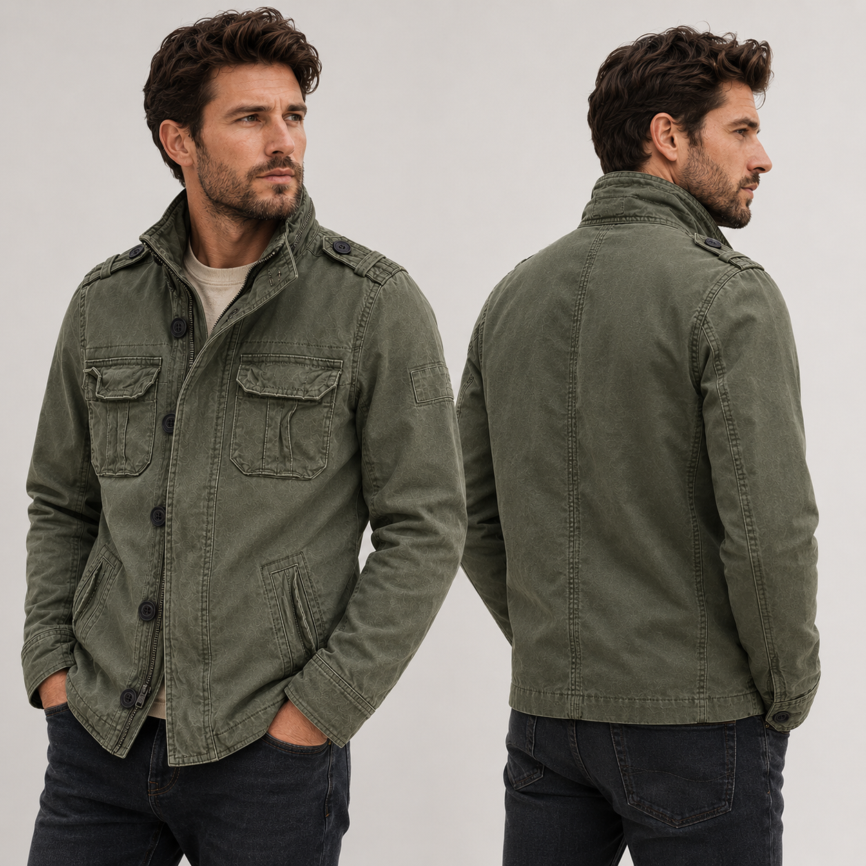 Herren Utility-Jacke mit strukturierter Passform und praktischen Taschen | J&B - 15 - Jasminaboutique.com