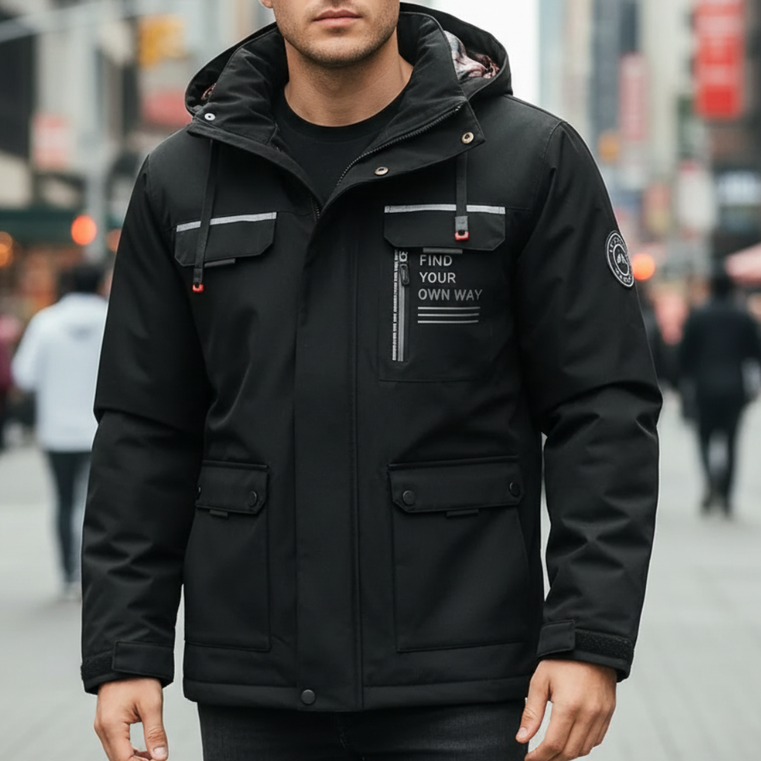 Winterjacke Herren mit abnehmbarer Kapuze und vielseitigen Taschen | J&B - 2 - Jasminaboutique.com