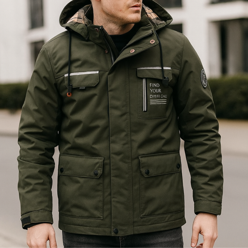 Winterjacke Herren mit abnehmbarer Kapuze und vielseitigen Taschen | J&B - 3 - Jasminaboutique.com
